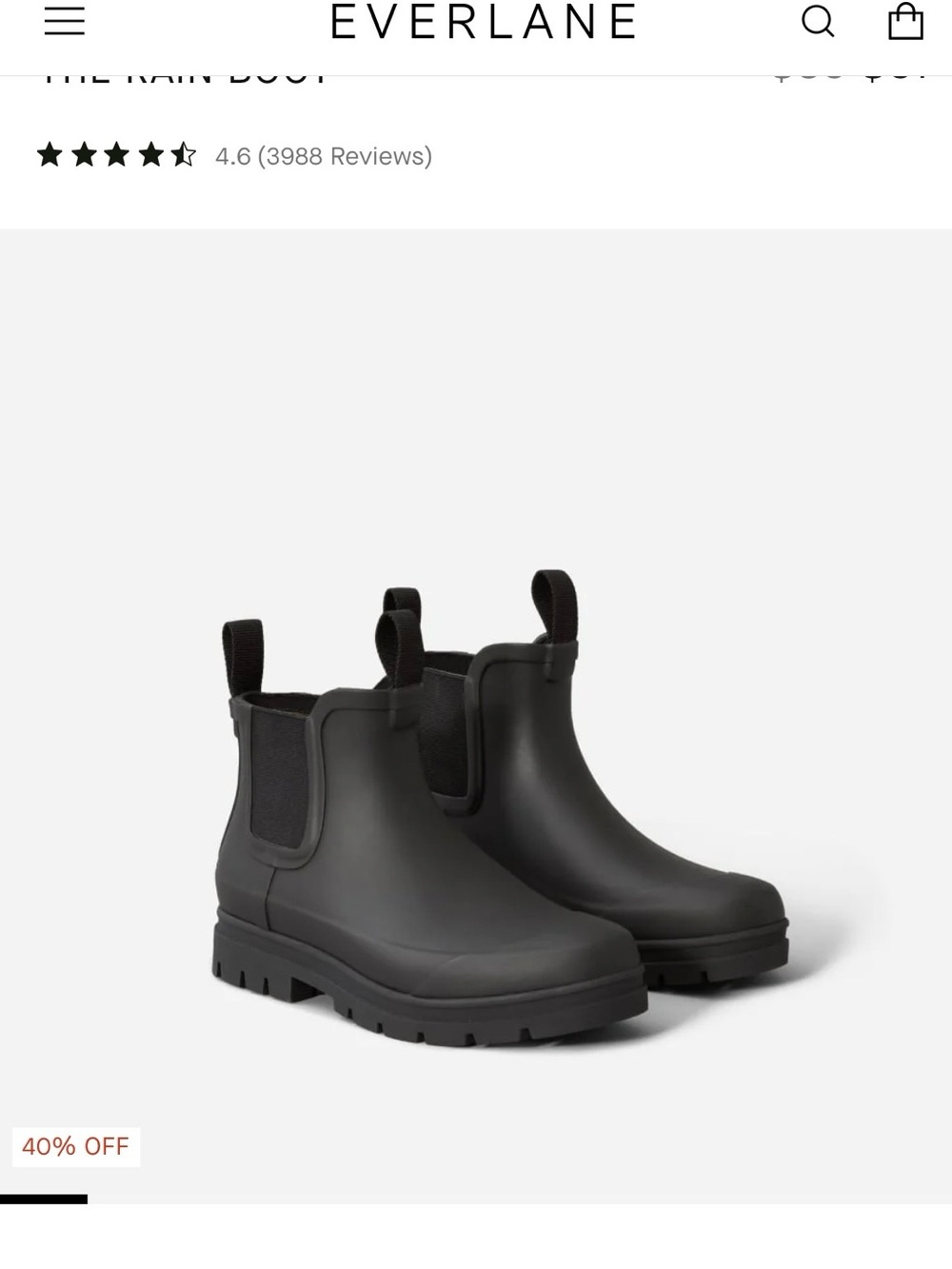 Everlane The Rain Boot sz 6 

Matte Black Chelsea boot 

Gently used condition